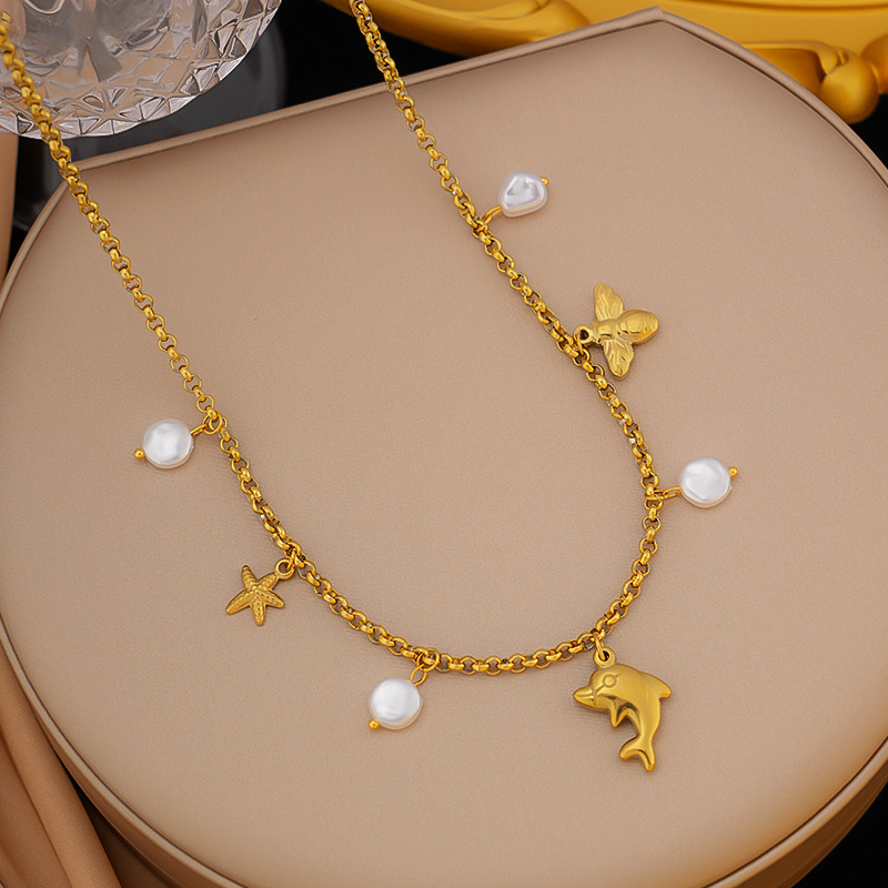 Ogrlica od titan čelika, elektroplakiiranje, kapljasti oblik, O-oblik lanac, privjesak od nehrđajućeg čelika