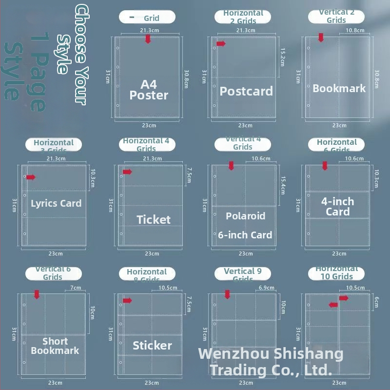 Vnútorné stránky fotoalbumu s priehľadnými PP vreckami, výmena, kompatibilné s otvormi 4 a 6, 10 alebo 25 listov