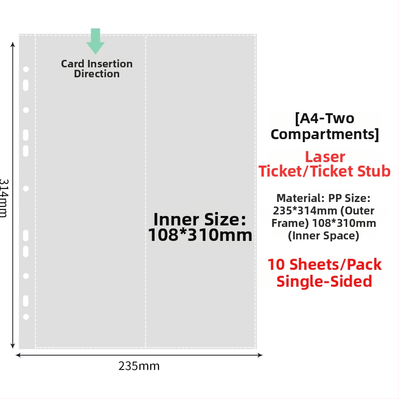 Vnútorné stránky fotoalbumu s priehľadnými PP vreckami, výmena, kompatibilné s otvormi 4 a 6, 10 alebo 25 listov