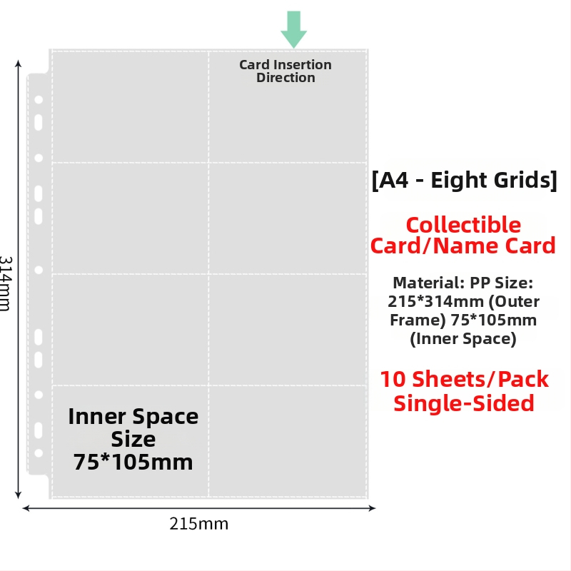 Vnútorné stránky fotoalbumu s priehľadnými PP vreckami, výmena, kompatibilné s otvormi 4 a 6, 10 alebo 25 listov