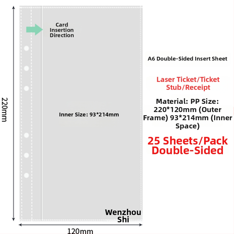 Vnútorné stránky fotoalbumu s priehľadnými PP vreckami, výmena, kompatibilné s otvormi 4 a 6, 10 alebo 25 listov