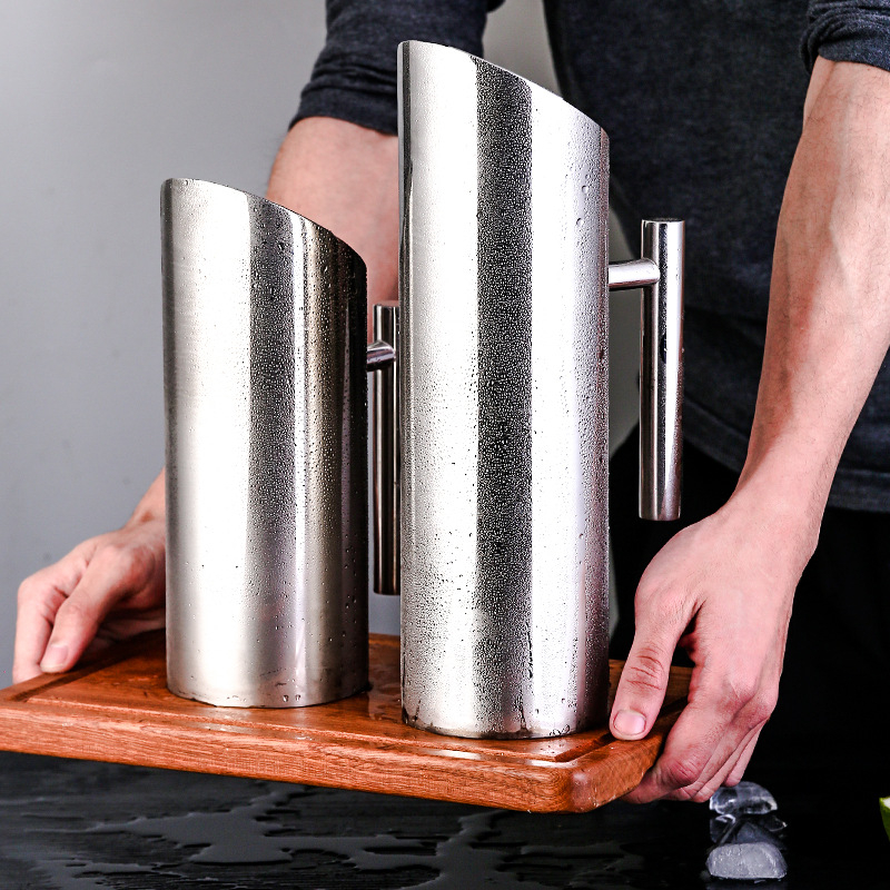 Ceainic din oțel inoxidabil pentru bar - sculptat manual, calitate de primă clasă, stil minimalist modern, pentru băuturi și apă rece