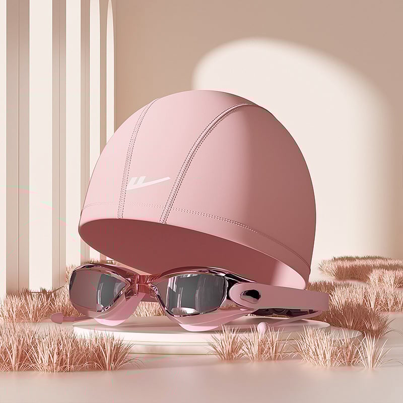 Set de înot cu șapcă PU și ochelari – confortabil, protecție pentru urechi și păr lung, potrivit pentru înot și sporturi acvatice