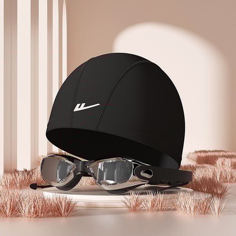 Set de înot cu șapcă PU și ochelari – confortabil, protecție pentru urechi și păr lung, potrivit pentru înot și sporturi acvatice