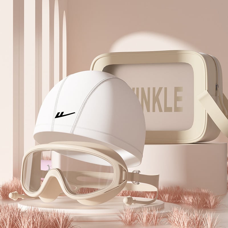Set de înot cu șapcă PU și ochelari – confortabil, protecție pentru urechi și păr lung, potrivit pentru înot și sporturi acvatice
