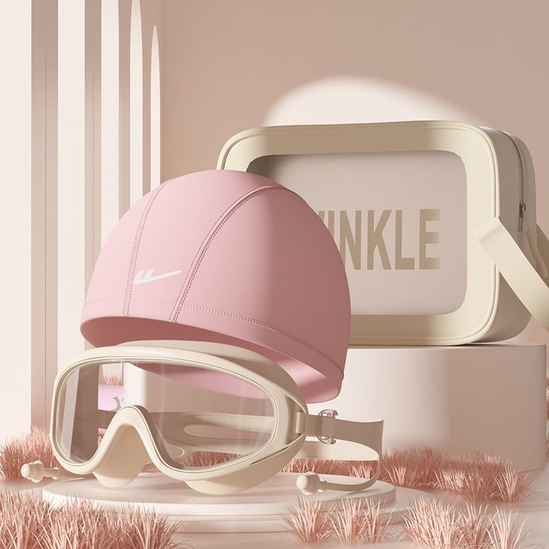 Set de înot cu șapcă PU și ochelari – confortabil, protecție pentru urechi și păr lung, potrivit pentru înot și sporturi acvatice