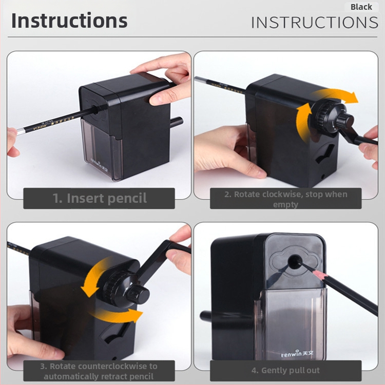 Ten-win Астрономическа острилка за моливи 8029 — пластмасова, геометричен дизайн, ръчно задвижване