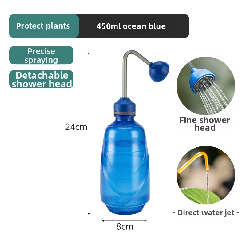 Cană de udare / sticlă de stropit, PVC, cu duză ascuțită și cap îndoit, pentru curte, grădină și amenajări peisagistice.