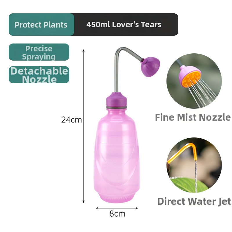 Cană de udare / sticlă de stropit, PVC, cu duză ascuțită și cap îndoit, pentru curte, grădină și amenajări peisagistice.