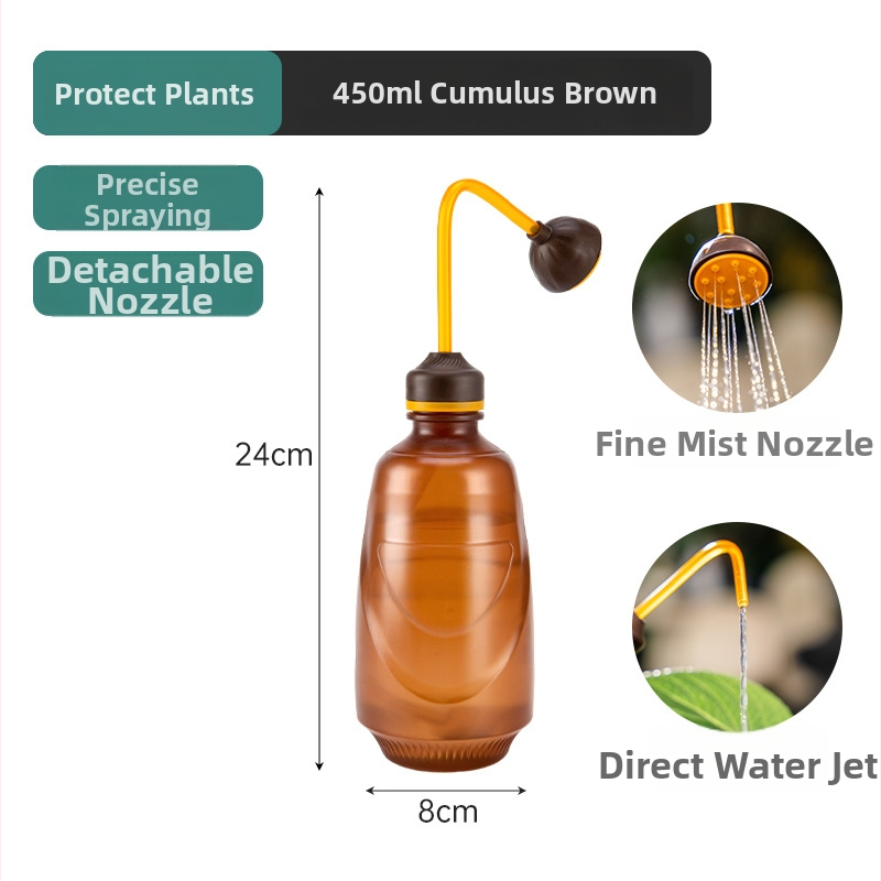 Cană de udare / sticlă de stropit, PVC, cu duză ascuțită și cap îndoit, pentru curte, grădină și amenajări peisagistice.