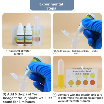Аквариумен комплект за тестване на водата – нитрат, амоняк, pH и остатъчен хлор; бързо откриване; PV материал; тегло 0.016 кг