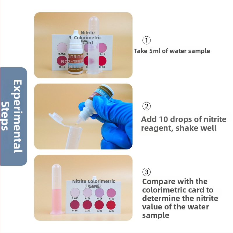 Аквариумен комплект за тестване на водата – нитрат, амоняк, pH и остатъчен хлор; бързо откриване; PV материал; тегло 0.016 кг