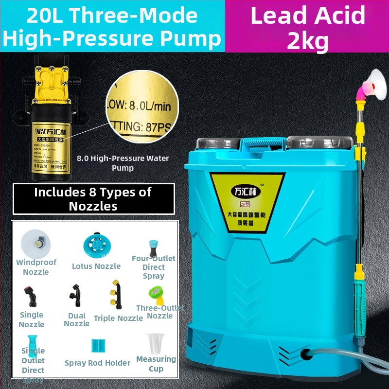 Batohový postrekovač na ochranu rastlín s dvojitým krytom, tromi vypínačmi, lítiovou batériou, vysokým tlakom, 20L