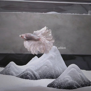 Κεραμικό μίνι ορεινό τοπίο για ενυδρείο Μπέτα – DIY χιονισμένος κόσμος, διακόσμηση γραφείου, μάρκα Unique