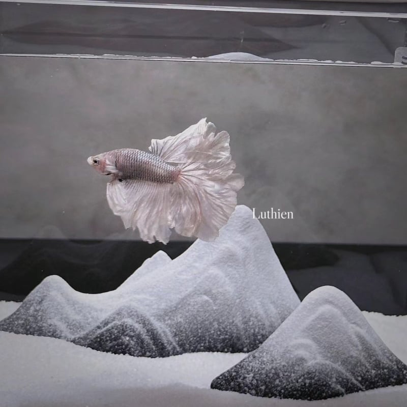 Κεραμικό μίνι ορεινό τοπίο για ενυδρείο Μπέτα – DIY χιονισμένος κόσμος, διακόσμηση γραφείου, μάρκα Unique