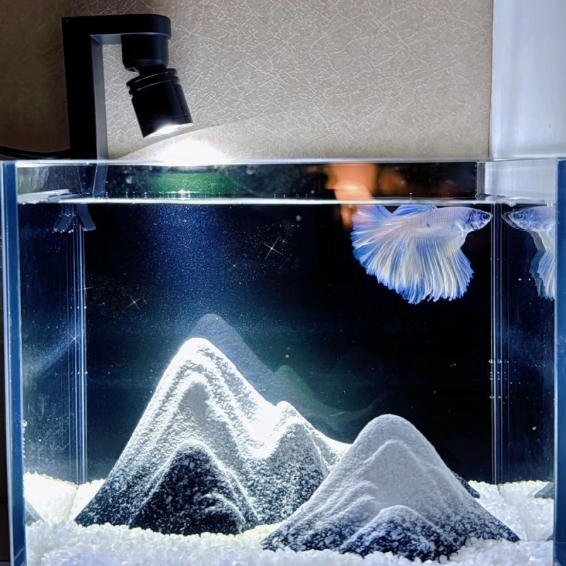Κεραμικό μίνι ορεινό τοπίο για ενυδρείο Μπέτα – DIY χιονισμένος κόσμος, διακόσμηση γραφείου, μάρκα Unique