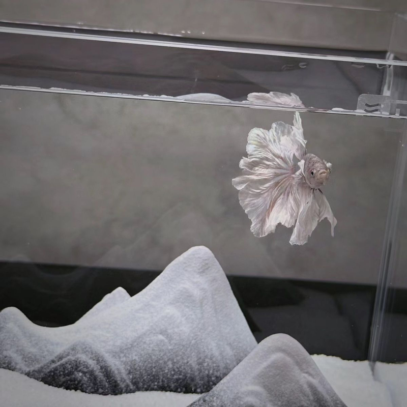 Κεραμικό μίνι ορεινό τοπίο για ενυδρείο Μπέτα – DIY χιονισμένος κόσμος, διακόσμηση γραφείου, μάρκα Unique