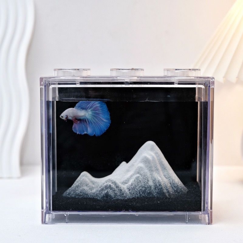 Κεραμικό μίνι ορεινό τοπίο για ενυδρείο Μπέτα – DIY χιονισμένος κόσμος, διακόσμηση γραφείου, μάρκα Unique