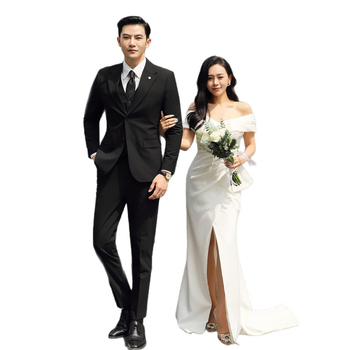 Vőlegény öltöny, koreai stílusú karcsú szabás, háromrészes üzleti formális