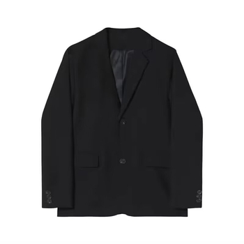 Plusz méretű férfi formális öltöny készlet, lazán szabott zakó, kétgombos, poliészter-keverék anyag, vasalás nélkül, nyár