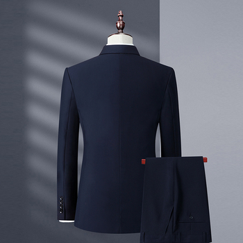Muški dvodijelni kostim, poslovni formalni stil, Slim fit, tkanina od pamuk-mešavine s 60% acetata, jacquard, ravni ovratnik, lijepljena podstava, bez glačanja, jesen 2025