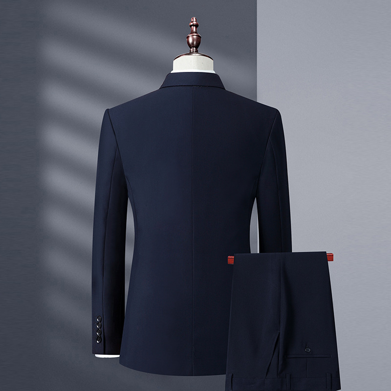 Muški dvodijelni kostim, poslovni formalni stil, Slim fit, tkanina od pamuk-mešavine s 60% acetata, jacquard, ravni ovratnik, lijepljena podstava, bez glačanja, jesen 2025
