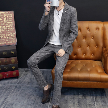 Muško casual sako – Korejski slim-fit, 80% pamuk, stojeći ovratnik, ležernog kroja, zima, stražnji središnji prorez