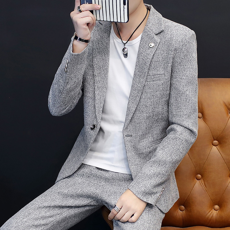 Muško casual sako – Korejski slim-fit, 80% pamuk, stojeći ovratnik, ležernog kroja, zima, stražnji središnji prorez