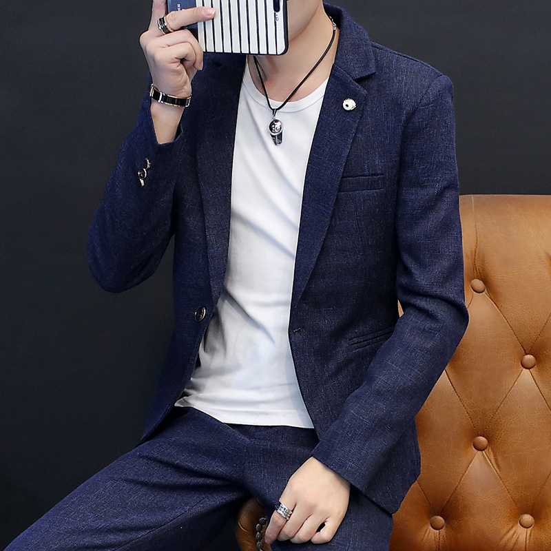 Muško casual sako – Korejski slim-fit, 80% pamuk, stojeći ovratnik, ležernog kroja, zima, stražnji središnji prorez