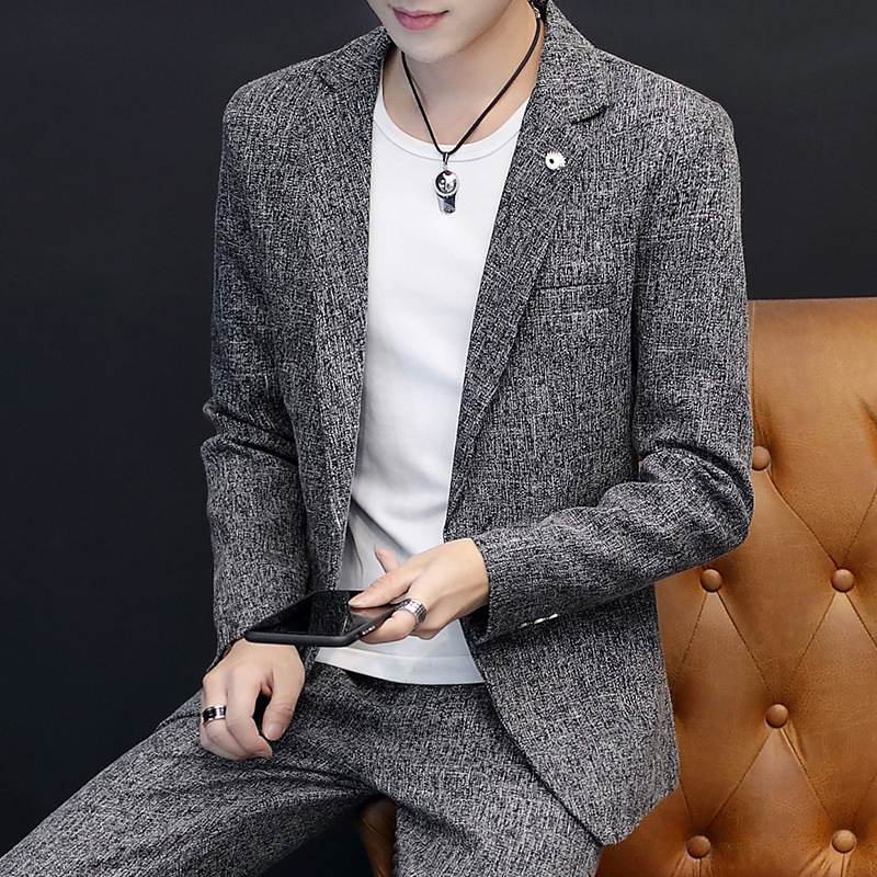 Muško casual sako – Korejski slim-fit, 80% pamuk, stojeći ovratnik, ležernog kroja, zima, stražnji središnji prorez