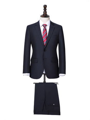 Muški poslovni odijelo set – uski kroj, jednostruki s dva gumba, plosati rever, poliesterska smjesa