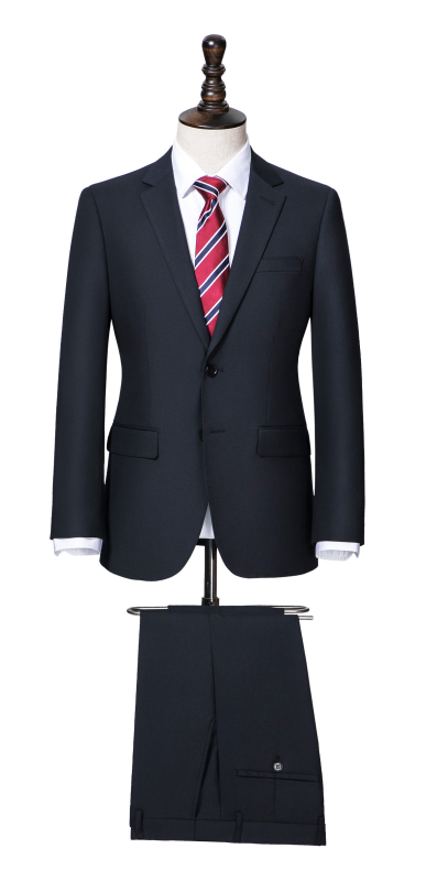 Muški poslovni odijelo set – uski kroj, jednostruki s dva gumba, plosati rever, poliesterska smjesa