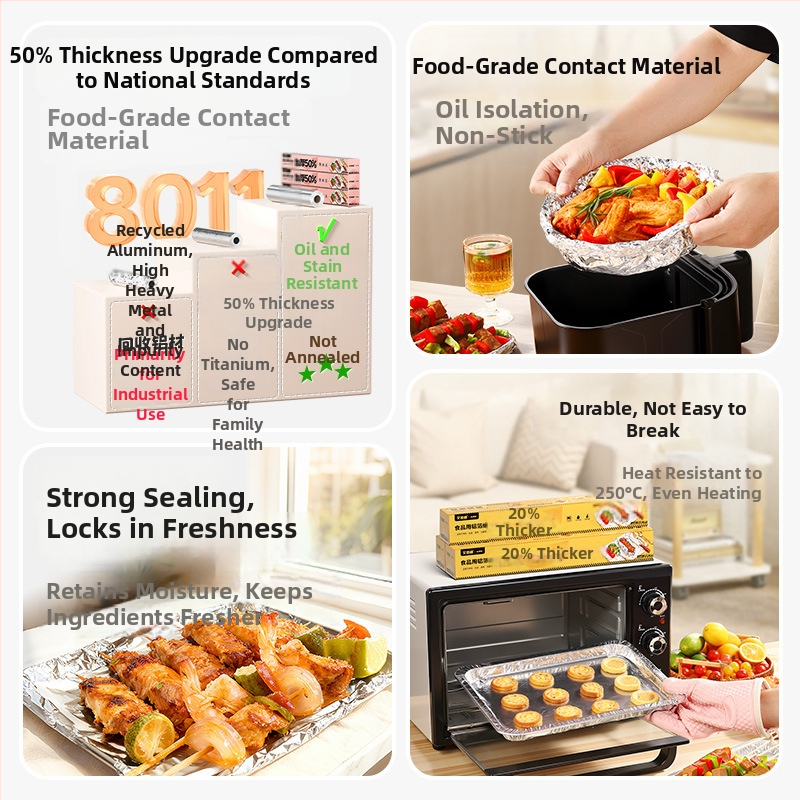 Teška aluminijska folija za pećnicu i fritezu na zrak — visoka otpornost na visoke temperature, pogodna za pečenje i roštiljanje