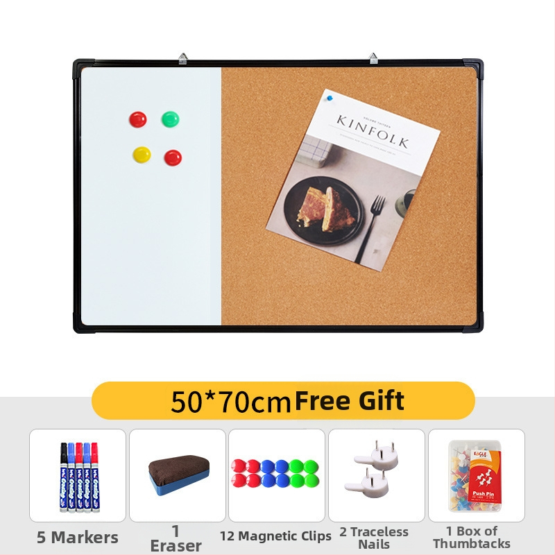 Kombinovaná biela tabuľa a korková tabuľa pre foto stenu, poznámky a kalendár – jednostranný panel