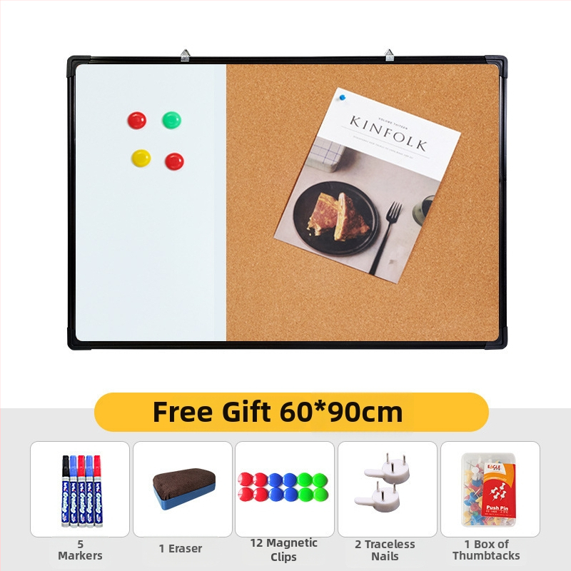 Kombinovaná biela tabuľa a korková tabuľa pre foto stenu, poznámky a kalendár – jednostranný panel