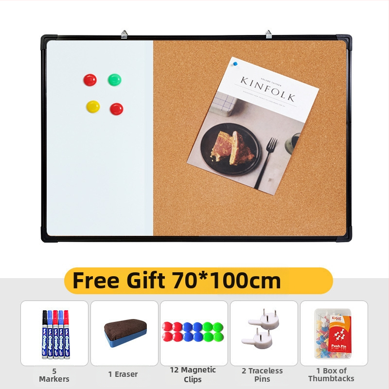 Kombinovaná biela tabuľa a korková tabuľa pre foto stenu, poznámky a kalendár – jednostranný panel