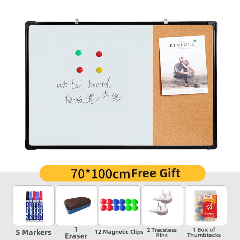 Kombinovaná biela tabuľa a korková tabuľa pre foto stenu, poznámky a kalendár – jednostranný panel