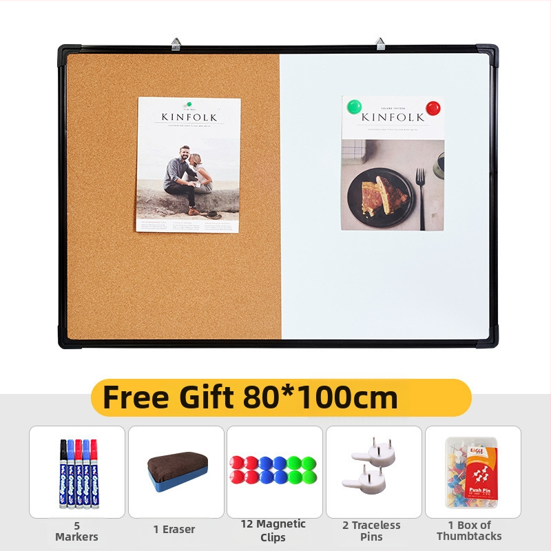 Kombinovaná biela tabuľa a korková tabuľa pre foto stenu, poznámky a kalendár – jednostranný panel