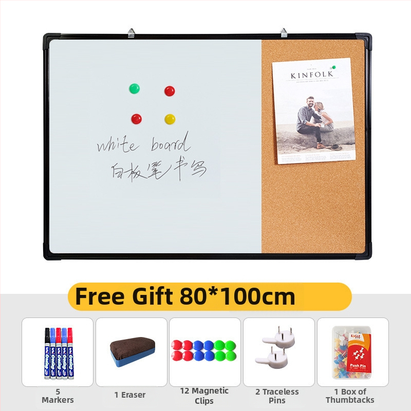 Kombinovaná biela tabuľa a korková tabuľa pre foto stenu, poznámky a kalendár – jednostranný panel