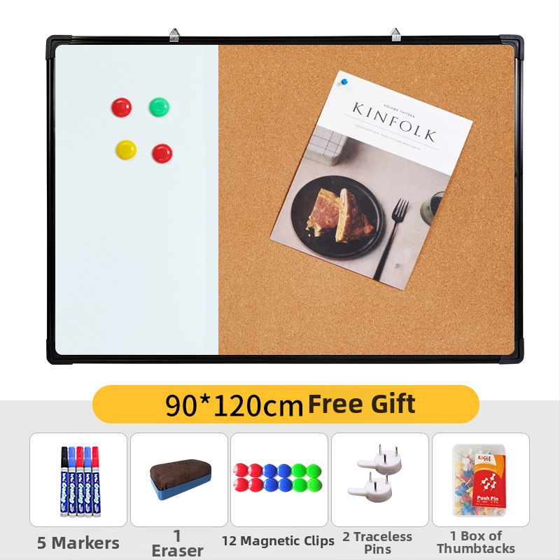 Kombinovaná biela tabuľa a korková tabuľa pre foto stenu, poznámky a kalendár – jednostranný panel