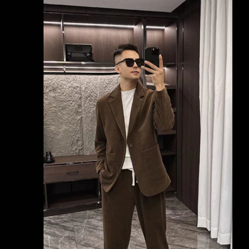 Muški corduroy sako i hlače – zima, uski kroj, ravni rever, single-breasted