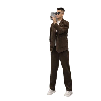 Muški corduroy sako i hlače – zima, uski kroj, ravni rever, single-breasted