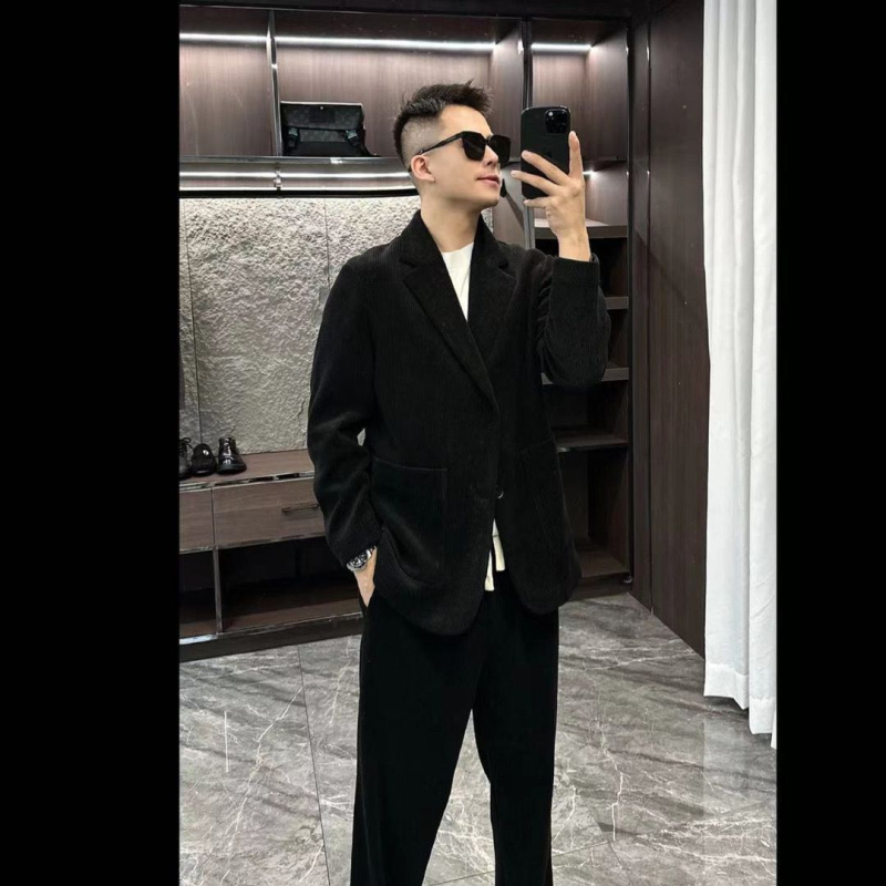 Muški corduroy sako i hlače – zima, uski kroj, ravni rever, single-breasted