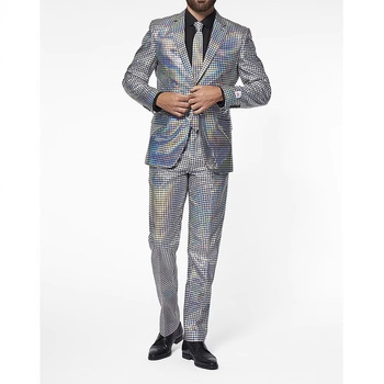 Muški casual sako s 3D digitalnom otiskom, slim fit, plosati ovratnik, jednoslojna klopa s dva gumba, blok uzorak
