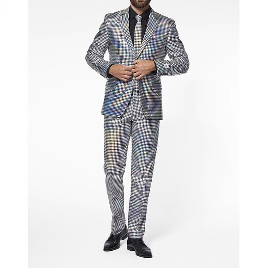 Muški casual sako s 3D digitalnom otiskom, slim fit, plosati ovratnik, jednoslojna klopa s dva gumba, blok uzorak