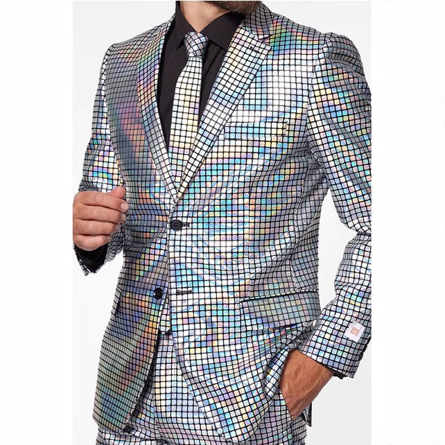 Muški casual sako s 3D digitalnom otiskom, slim fit, plosati ovratnik, jednoslojna klopa s dva gumba, blok uzorak