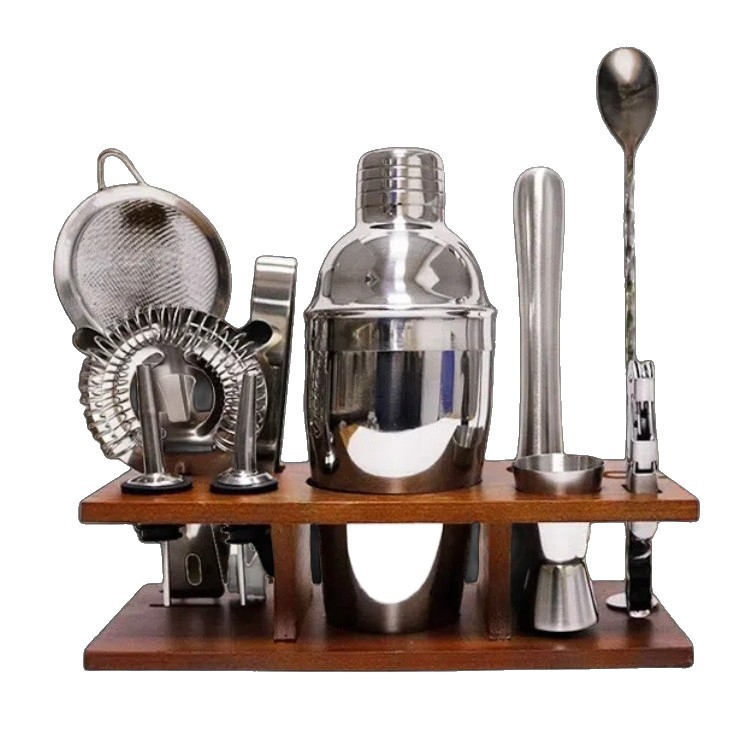 Set za koktele – LanLing, nehrđajući čelik, moderni minimalistički stil, 9 kom. u pakiranju, 11 komponenti