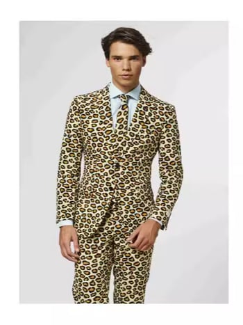 Muški casual kostim-set s 3D cvjetnim printom, slim fit, stojeći ovratnik, zatvaranje s dva gumba, lagana tkanina