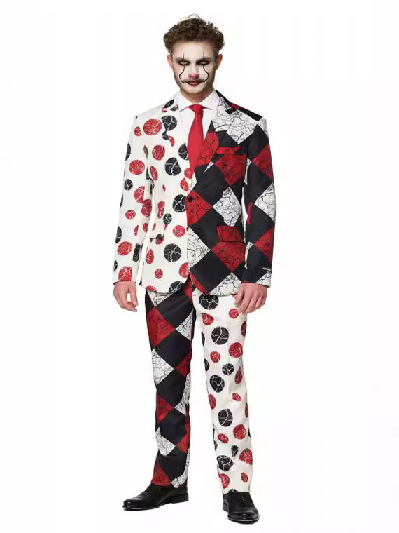 Muški casual kostim-set s 3D cvjetnim printom, slim fit, stojeći ovratnik, zatvaranje s dva gumba, lagana tkanina