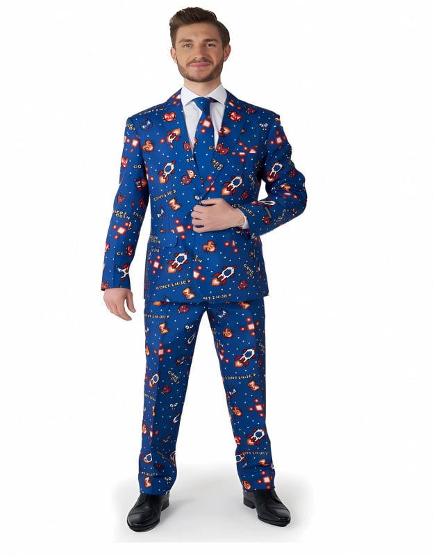 Muški casual kostim-set s 3D cvjetnim printom, slim fit, stojeći ovratnik, zatvaranje s dva gumba, lagana tkanina